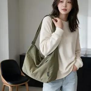 여성 캔버스 크로스백 대학생 가방 데일리 소지품 보조 수납 여행 학원 통학