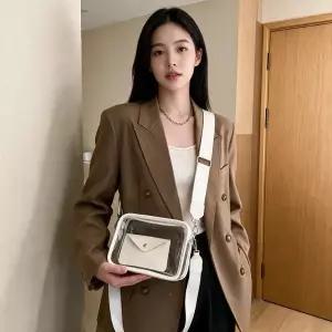 스퀘어 크로스백 투웨이 숄더백 투명 가방 데일리 여행 나들이 소풍 가벼운 외출