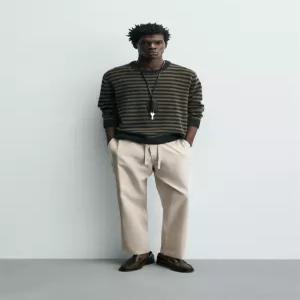ZARA 코튼 혼방 릴렉스핏 팬츠 - 펄 그레이 4470/460/804