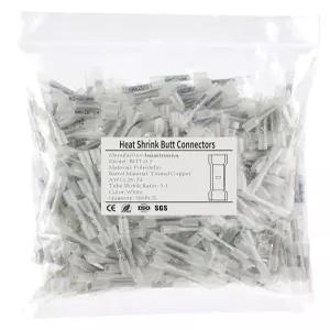 500PCS 화이트 히트 슈링크 버트 커넥터 AWG26-24 하이스트로니카 마린 등급 와이어 주홍색 구리 방수 절연