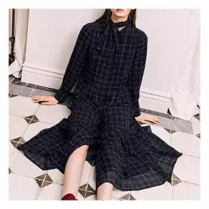 코튼데이 체크 쉬폰 드레스 523905