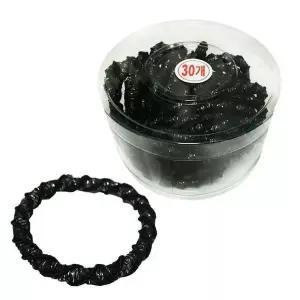 [제이큐]검정컬러 꽈배기 고무줄 반짝 코사지통 30P