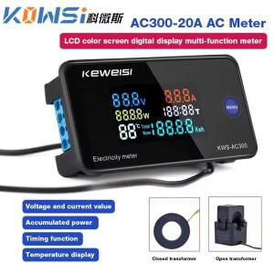 KWS-AC300 6 in 1 디지털 전력 에너지 미터 AC 100A 전압계 LED 모니터 테스터 포함)