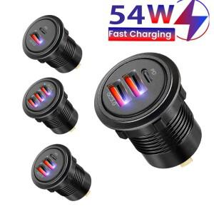 12V/24V usb 소켓  충전 3 0 USB 콘센트 PD 및 보트 해양 오토바이 용 QC3.0 2개