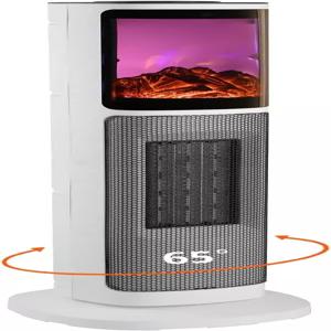 3D 화염이 있는 HINEIVER 750W/1500W 세라믹 타워 공간 히터 65 진동이 전기 조절 가능한 온도 조절기 및