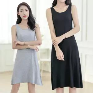 미디 라운드 원피스 나시 스판 스커트 프릴 모달
