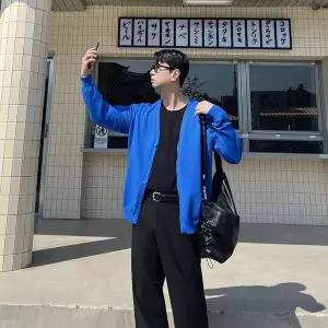 남자봄가디건 커플가디건 베이직 브이넥 루즈핏 가디