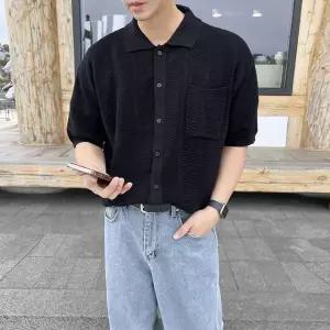 남자여름가디건 반팔니트 시스루 망사 카라 여름 니트