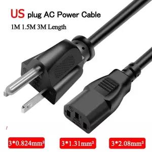 1M 1.5M 3M AC 110V  220V 전원 케이블 미국 3 갈래 커넥터 전기 와이어 2500W 구리 충전 라인 PC 노트북