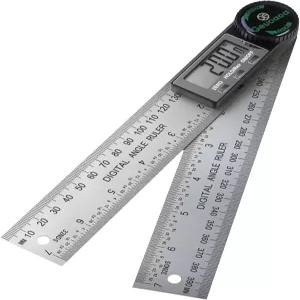 Geuoaoa 디지털 각도 찾기 도구 스테인리스 스틸 각도기 7인치/200mm 목수 및 DIY 측정용 게이지 배터리