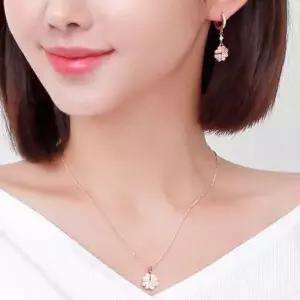 14K 마샹스 클로버 금목걸이 금침 귀걸이 주얼리 세트
