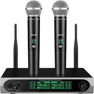 ZONM 무선 마이크 시스템 메탈 세트 케이스 휴대용 다이내믹 노래 노래방 교회 DJ 100피트 범위