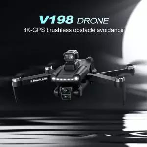 V198GPS 드론 8K 전문가용 HD 카메라 ESC 브러시리스 장애물 회피 공중 광학 접이식 쿼드콥터 미니 드론