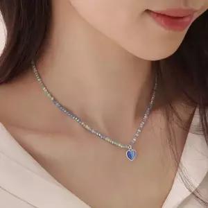 FN005 캣츠아이 합성석목걸이 블루 패션목걸이 하객패션 y-A9287