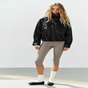 ZARA 페이크 레더 봄버 재킷 - 블랙 8490/709/800