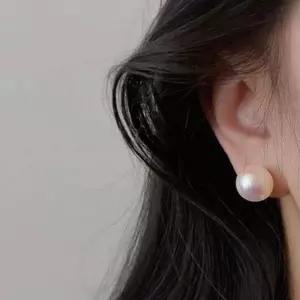 진주 귀걸이 8mm 여성 데일리 담수 라운드 10mm 웨딩 기본 e-B766C