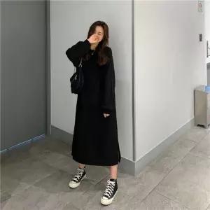 에어로에디션즈 여성 트임포인트 루즈핏 골지 편안한 데일리 원피스