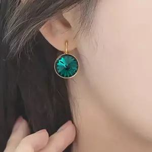 오스트리아 크리스탈 14mm 서클 귀걸이 에메랄드 패션귀걸이 모임 선물 B-A18C0