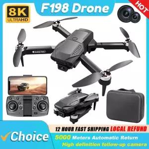 F198 드론 전문가용 듀얼 카메라 1080P WIFI FPV HD 항공 촬영 광각 브러시리스 RC 접이식 쿼드콥터