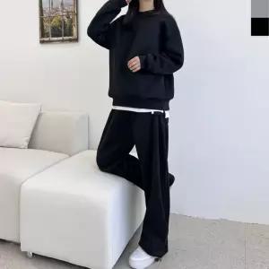 BB F790W F287W 여자 겨울 기모 맨투맨 티셔츠 사이드 스냅 기모 와이드 팬츠 세트 양털안감