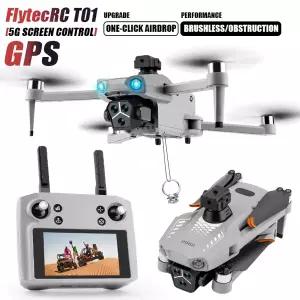 T01 미니 드론 4K HD 카메라 4.5인치 터치 스크린 GPS 장애물 회피 브러시리스 모터 접이식 쿼드콥터 사진