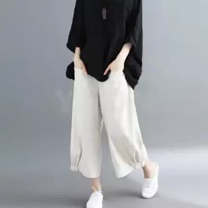 여성 여름 밴딩 팬츠 와이드 쿨바지 루즈핏