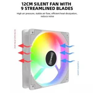 PC부품 PC 케이스 팬 120mm 12V RGB 순환 거울 조명 효과 데스크탑 컴퓨터 방열 다채로운 내부 및 외부 빛