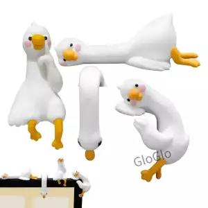 4PCS 만화 동물 장 책상 자동차 대시보드 TV 모니터 선물 귀여운 3D 거위 피규어 미니 장난기 넘치는