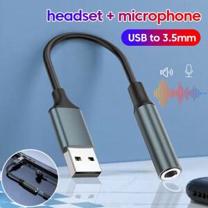 USB 3.5mm 오디오 어댑터 외부 사운드 카드 남성 3 5 잭 Aux 여성 헤드셋 마이크 스피커 변환기 PC 노트북 PS5