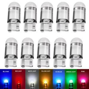 10Pcs T10 W5W 194 168 COB 자동차 LED 버스트 전구 녹색 빨간색 3000K 앰버 번호판 램프 돔 조명 Canbus 1