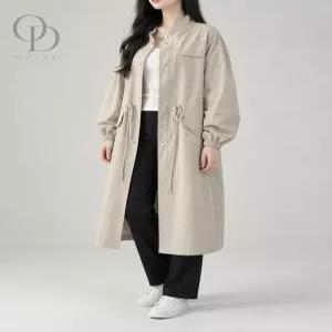 링클 하이넥 스트링 포켓 롱 야상 점퍼 데일리룩