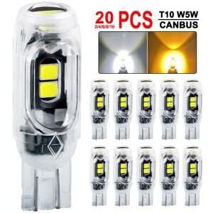2/4/10/20 PCS 플래시 스트로브 T10 W5W LED Bulb12V 2835-5SMD 6500K 흰색 자동차 인테리어 돔지도 트렁크