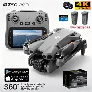 4K 듀얼 카메라가 장착된 GT50 드론 4.3인치 화면 브러시리스 드론 WiFi 전문 항공 사진 미니 RC 쿼드콥터