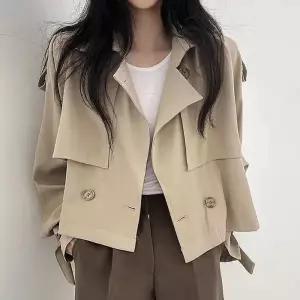 보따리D 세미크롭 트렌치 더블 여성 자켓 숏 아우터 간절기