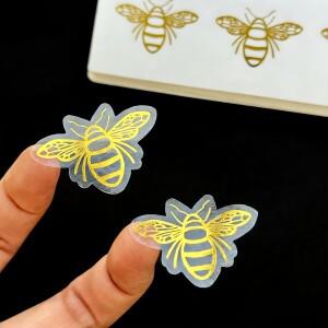 100pcs 황금 호일 귀여운 꿀벌 스티커, 공예품, 결혼식 초대장, 플래너 장식 및 선물, 애호가를위한 비닐