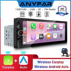 ANYFAR 6.86인치 1280*480 1 Din MP5 플레이어 카 라디오 무선 안드로이드 오토 멀티미디어 FM 스테레오
