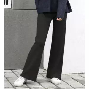 보따리D 겨울 따뜻한 여성 와이드 골지 니트 밴딩 팬츠 바지