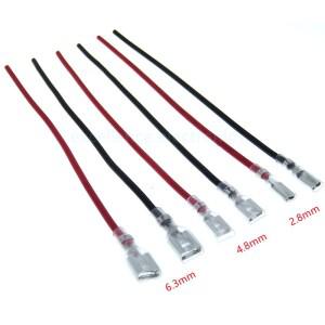 10pcs 2.8/4.8/6.3mm 압착 단자 스플 라이스 여성 스페이드 커넥터 레드 블랙 와이어 20cm
