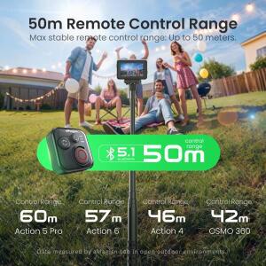 DJI 오스모 360/액션 6/5 프로/4용 무선 블루투스 리모컨 50M 원격제어 장치 방수 소재