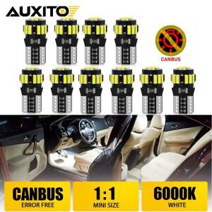 AUXITO 캔버스 194 501 T10 W5W LED 전구, 오류 없음, 5W5 SMD 4014 칩, 자동차 인테리어 램프, 계기 조명,