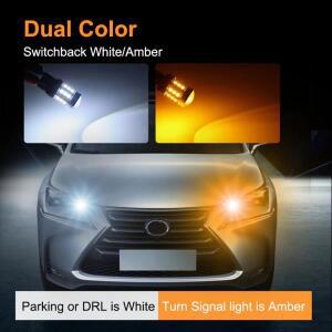 1pcs 듀얼 컬러 주차 조명 Led T25 3157 P27/7W 45Smd 자동차 DRL 방향지시등 전구 12V 액세서리