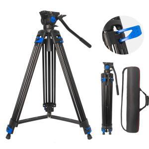 XAMOREST 74인치 비디오 삼각대, 유체 헤드, QR 플레이트, 알루미늄 헤비 듀티 카메라 DSLR 및 캠코더용 전