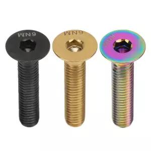 헤드셋 스템 탑 캡 고정 볼트 티타늄 합금 M6x30mm 플랫 헤드 자전거 스템 볼트 나사 자전거 수리 액세서리