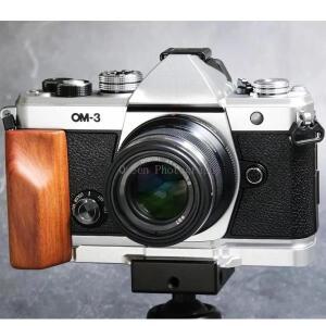 나무 카메라 손잡이 L 형 브래킷 클램프 삼각대 볼 헤드 플레이트베이스 핸들 OM3 olympus 호환 사진 용 오