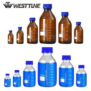 Westtune GL45 갈색 및 투명 유리 시약 병 25ml-1000ml 누출 방지 스크류 캡 내화학성 실험실
