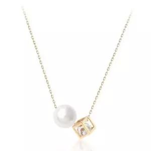 (다올)14K GOLD 8mm 진주 큐브 목걸이 연장형 45cm