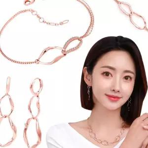 (다올)14K 금침 로즈골드 귀걸이와 팔찌 쥬얼리 세트
