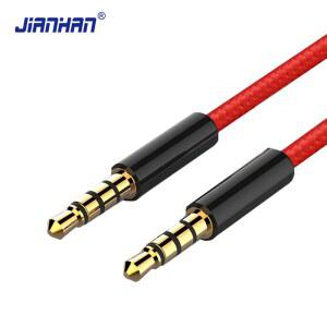 JianHan 오디오 AUX 케이블 3.5mm 잭 스피커 4 극 나일론 꼰 헤드폰 마이크 용 연장 자동차 MP3 MP4