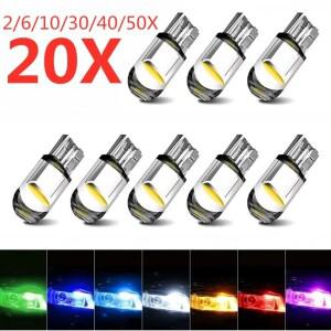 자동차 LED T10 W5W Canbus 유리 COB 6000k 독서 돔 램프 마커 웨지 번호판 전구 168 194 192 DC 12V 흰색