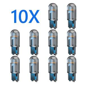10x2021 최신 W5W Led T10 자동차 조명 COB 유리 6000K 흰색 번호판 램프 돔 읽기 DRL 전구 스타일 12V